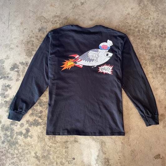 LS Rocket Fishbrain T-Shirt // BLACK